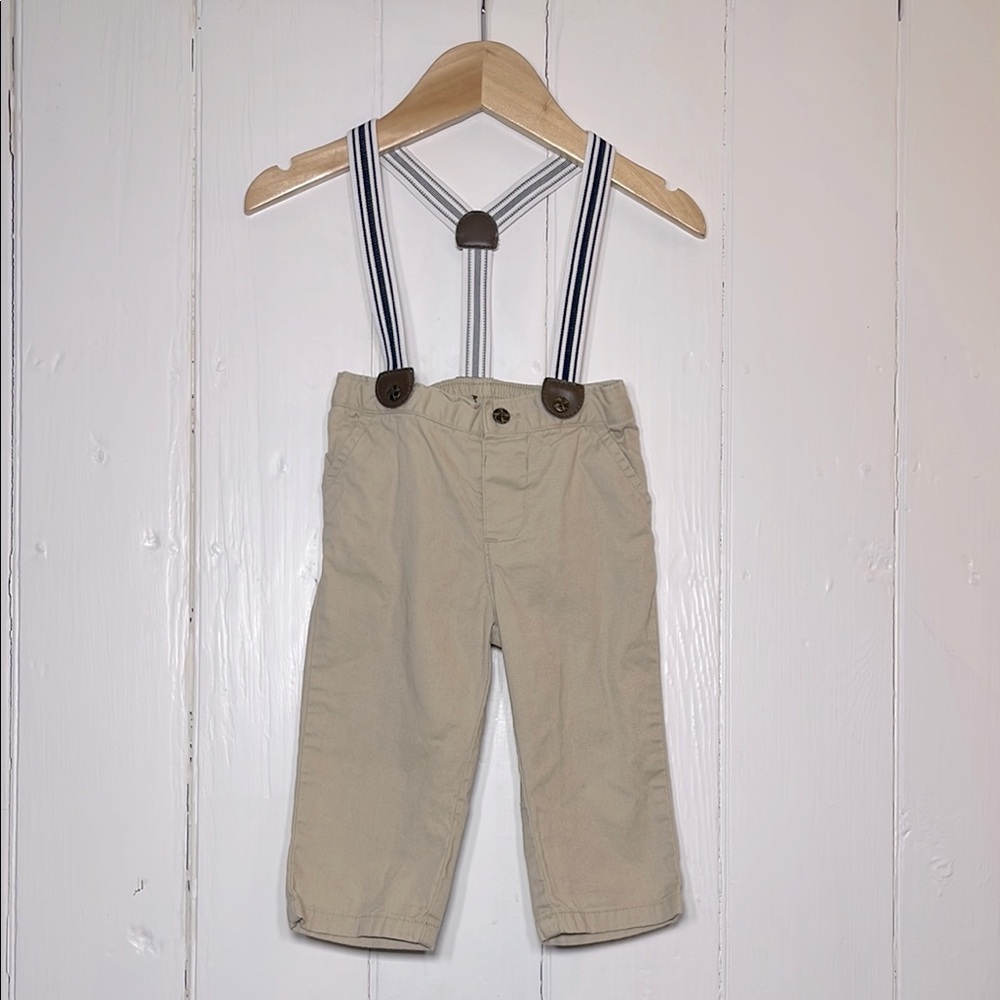 JANIE & JACK VGUC Khaki Special Occassion Suspender Dress Pants